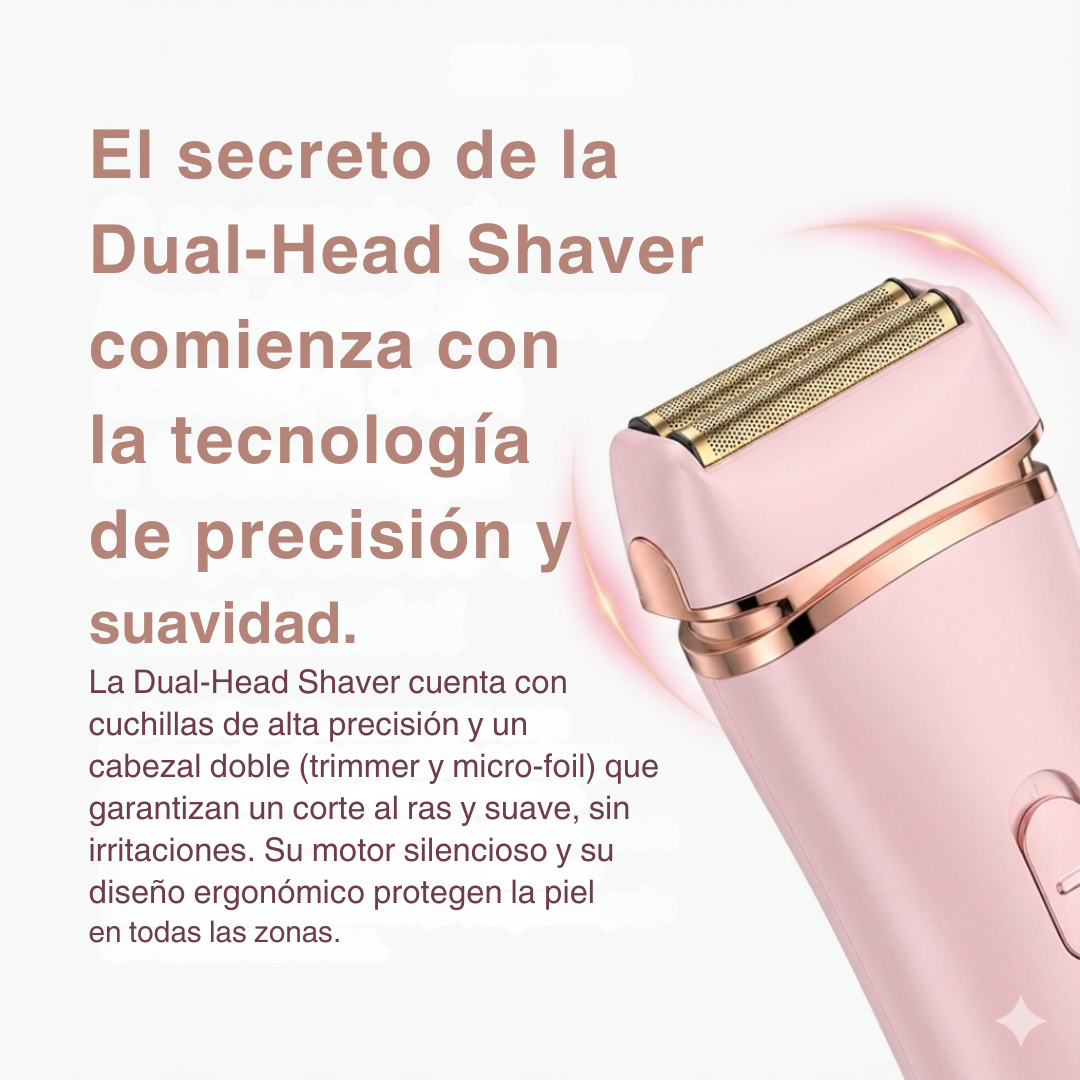 Depiladora eléctrica de doble cabezal 2 en 1 - Alisa la piel con precisión y comodidad